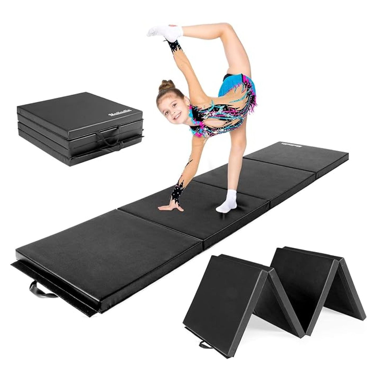8' Folding Gymnastics Gym Exercise Aerobics Mat, 8ft x 2ft x 2in PU ...