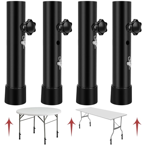8 Folding Table Leg Extenders 2 Levels Adjustable Height Risers Heavy Duty Metal Desk Extensions Rise 3.6in | 5.2in