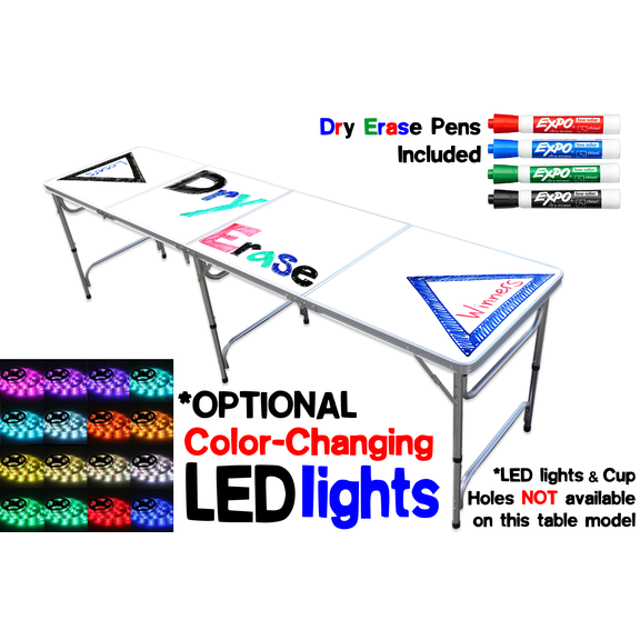 8-Foot Beer Pong Table - Dry Erase Surface w/ Markers