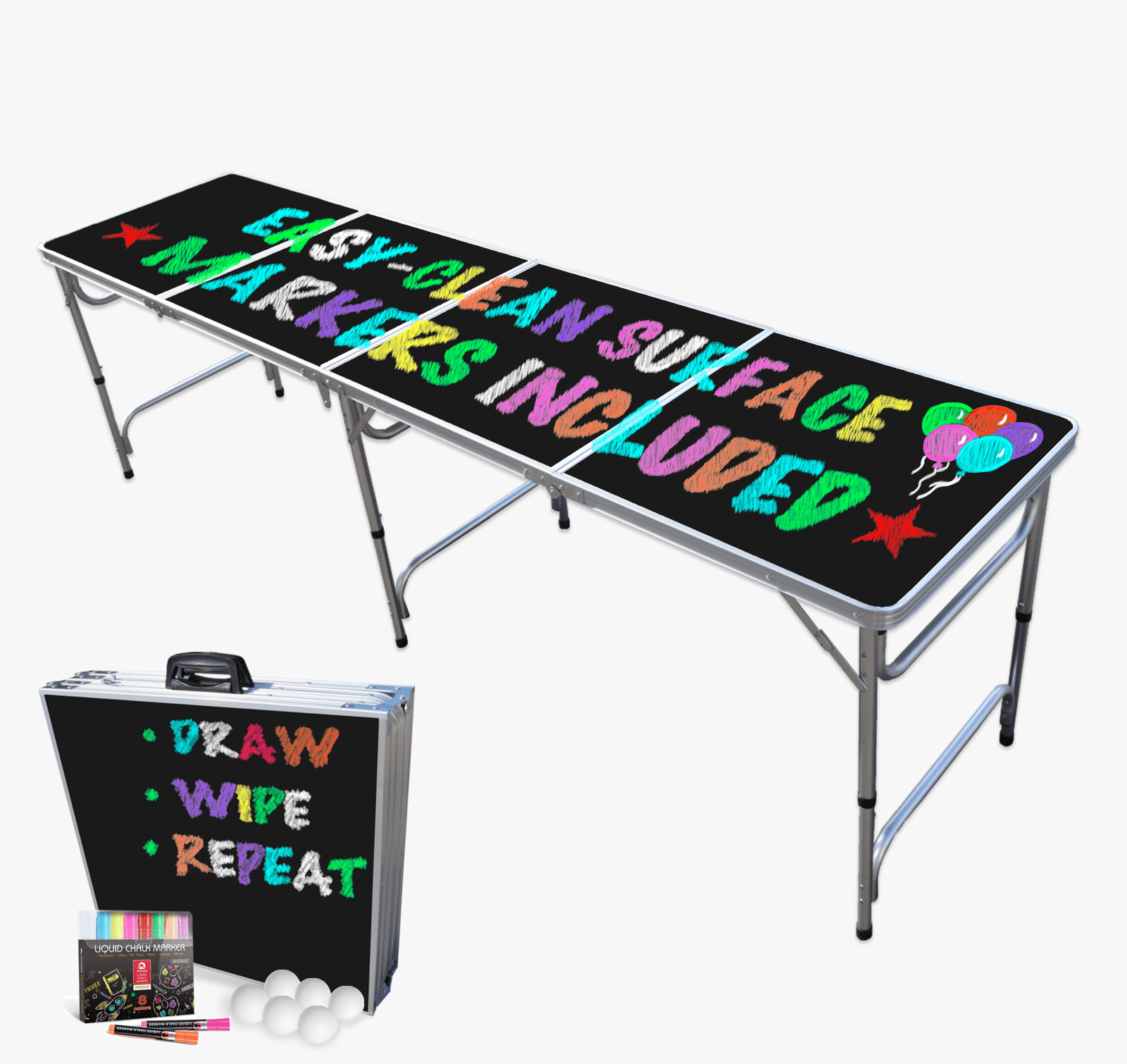 8-Foot Professional Beer Pong Table w/ OPTIONAL Cup Holes, LED