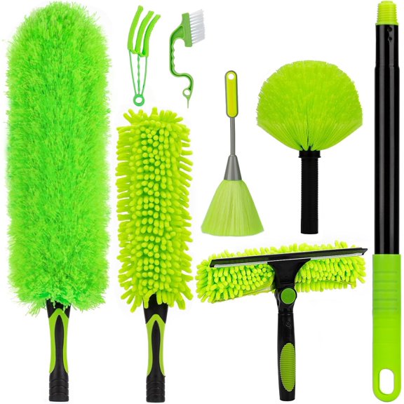 8 Foot Dusters for Cleaning, Duster with Extension Pole, Microfiber Duster for Cleaning Ceiling Fan, High Window, Blinds, Shutters, Sofa, Cobweb Duster for (14 PCS)