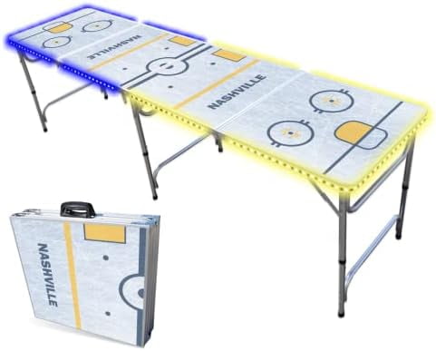 8-Foot Folding PartyPong Beer Pong Table With Optional LED Lights & Cup Holes - Indiana Basketball Court Design
