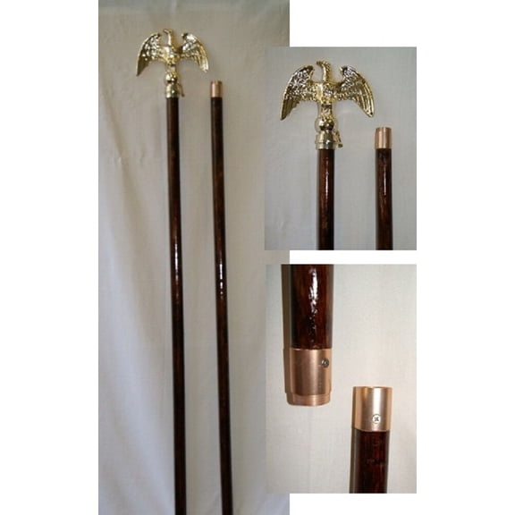 8 Foot Glossy Wood Indoor Flagpole Flag Pole Kit Eagle Topper (NO BASE/MOUNT)