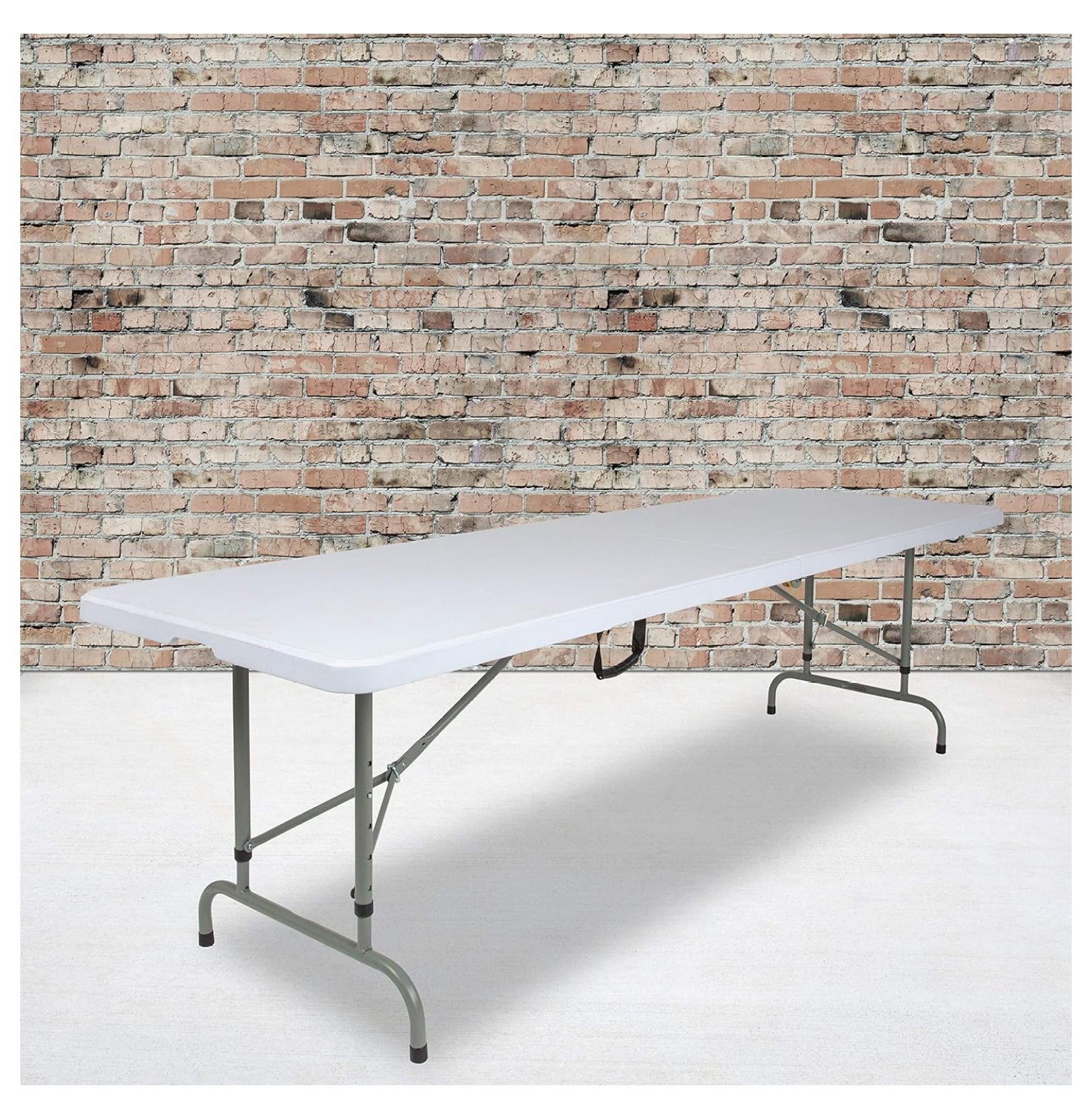 8Foot Height Adjustable BiFold Granite White Plastic Folding Table