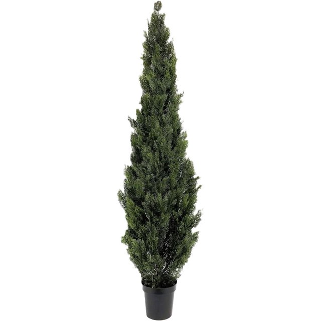 8 Foot Outdoor Artificial Cedar Topiary Tree Potted UV Rated Plant