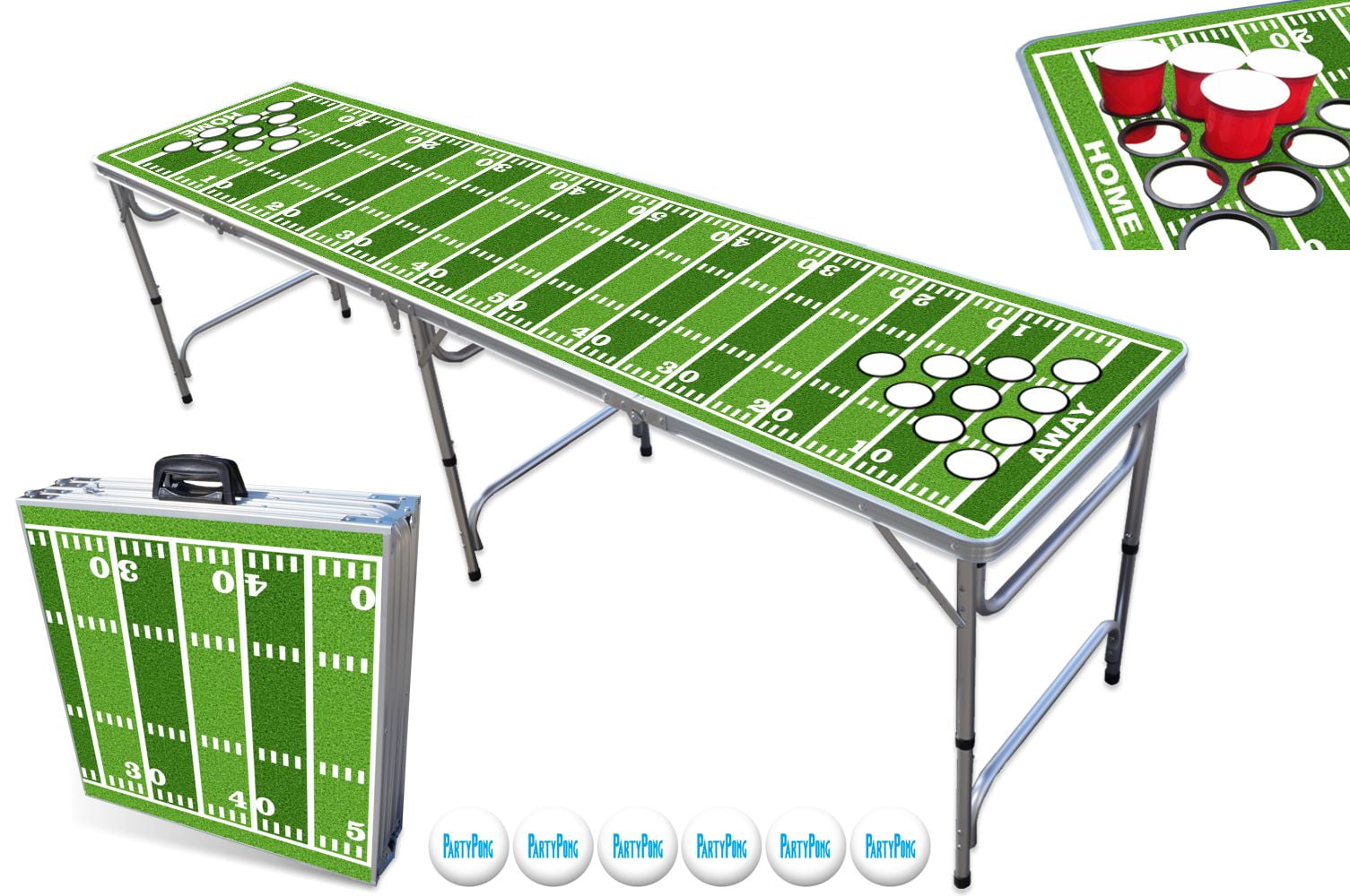 8Foot Professional Beer Pong Table With Optional Cup Holes, LED Lights