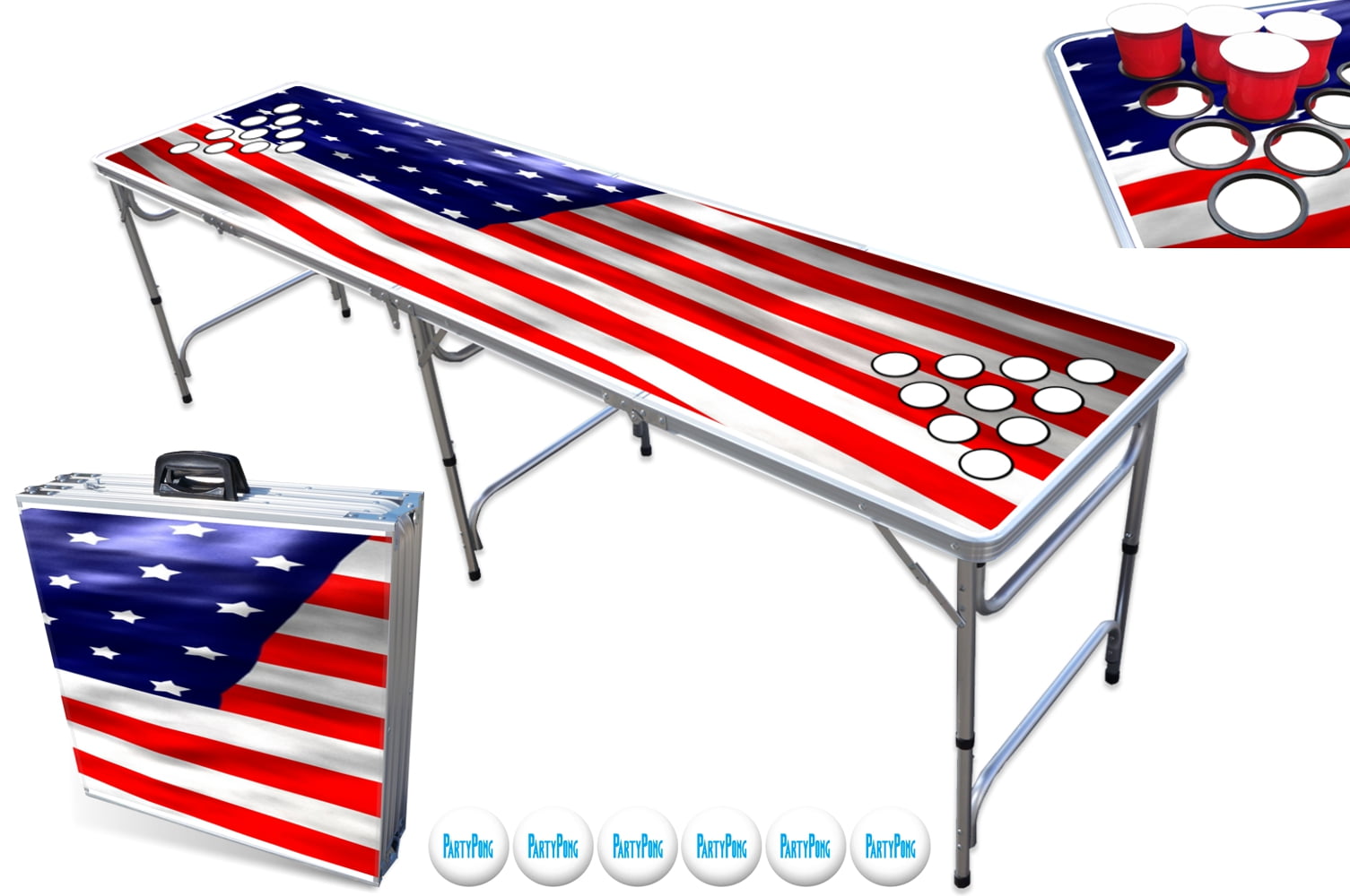 8-Foot Professional Beer Pong Table w/ Cup Holes - America Edition