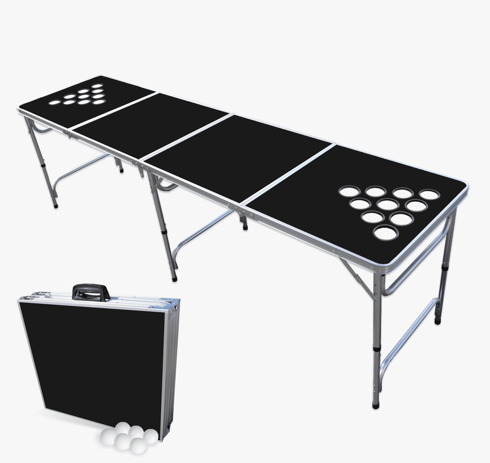 8-Foot Professional Beer Pong Table w/ Cup Holes - Black Edition