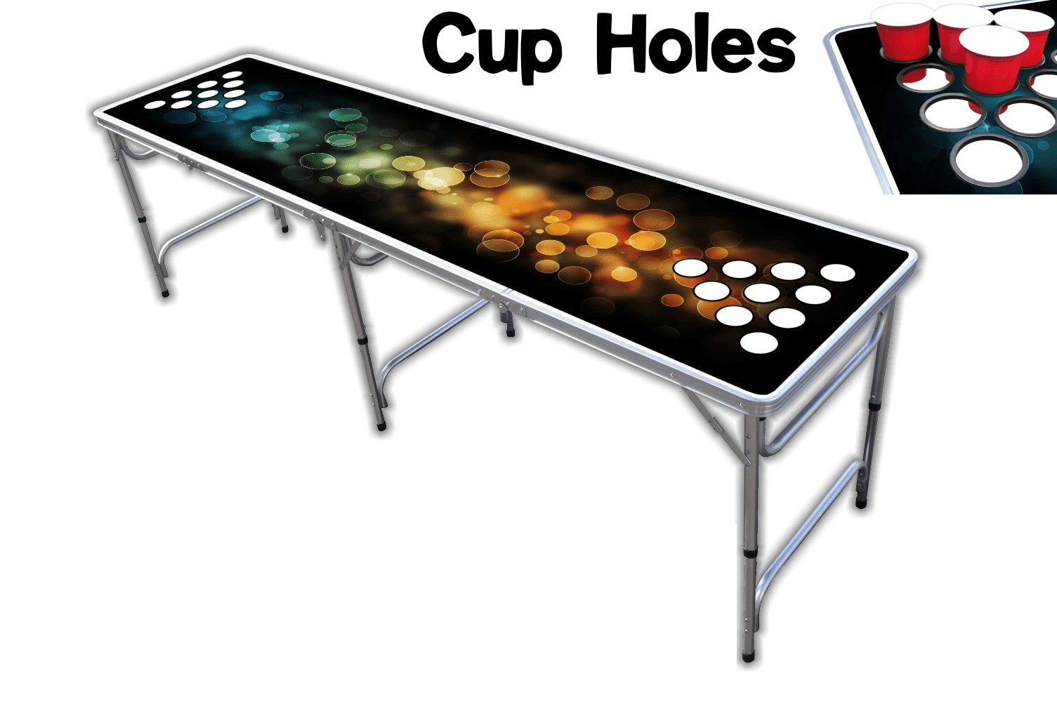 8-Foot Professional Beer Pong Table w/ Cup Holes - Bubbles Edition