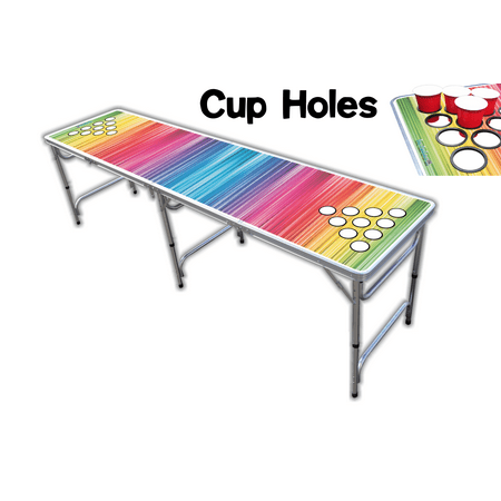8-Foot Professional Beer Pong Table w/ Cup Holes - Color Spectrum Edition