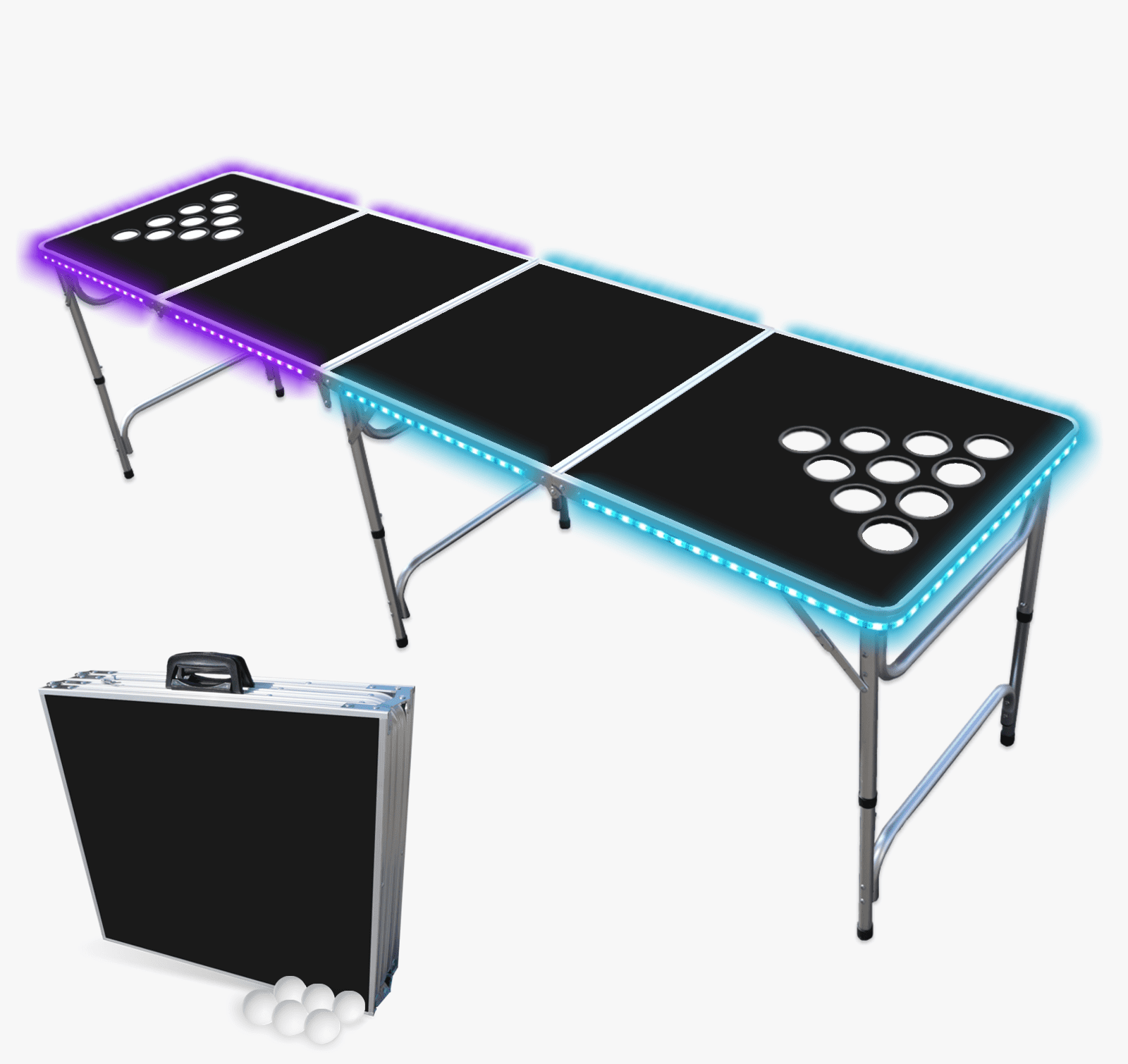 8-Foot Professional Beer Pong Table w/ Cup Holes & LED Glow Lights - Splash Edition