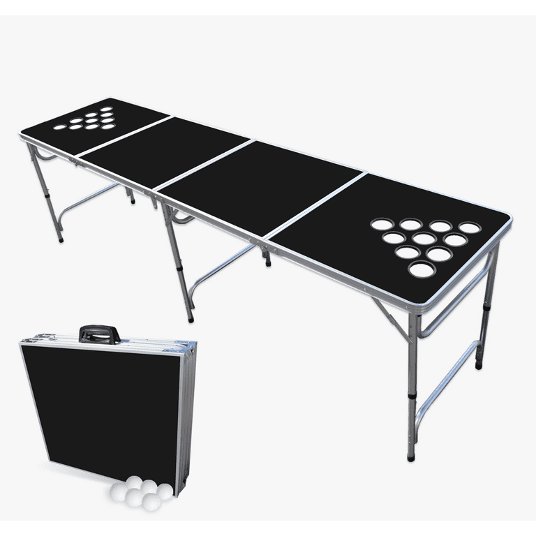 Party Pong Dry Erase Surface, LED Lights 8-Foot Professional Beer Pong Table, Beer Pong Edition