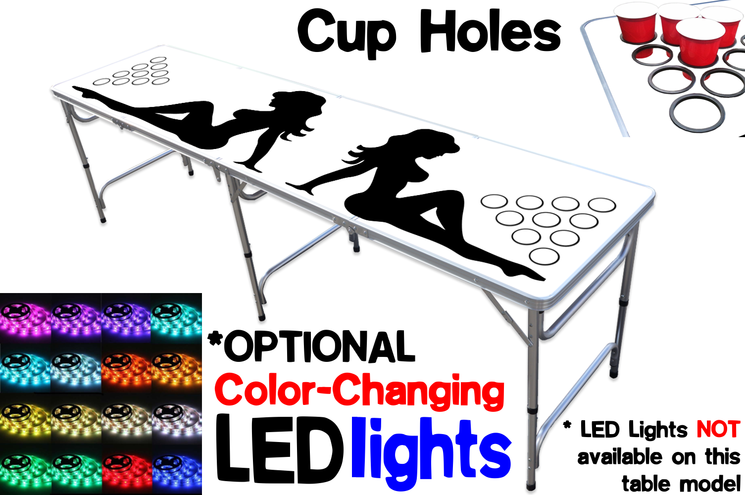 8-Foot Professional Beer Pong Table w/ Cup Holes - Trucker Girl Edition