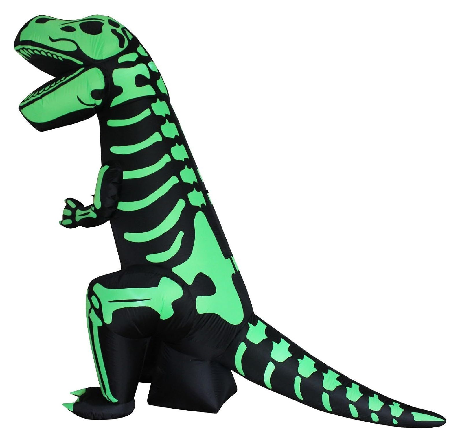 8 Foot Tall Inflatable Green Skeleton Dinosaur Tyrannosaurus TRex Lights Outdoor Indoor Holiday