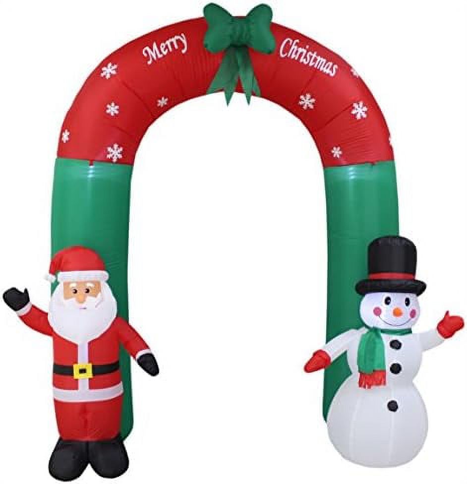 8 Foot Tall Lighted Christmas Inflatable Santa and Snowman with Bow