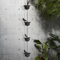 8 - Foot Vintage Bird - Decorated Rain Chain in Bronze - Elegant and Functional