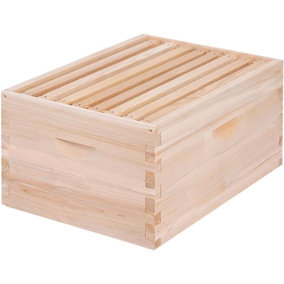 8 Frame Deep Beehive Box,Langstoth Deep Brood Bee Hive Box, Include Beehive Frames and Waxed Foundations