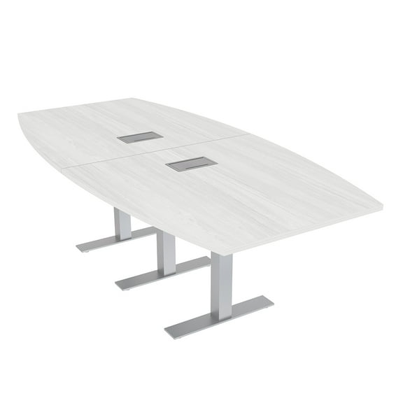 8 Ft Boat Conference Table with Metal T-Bases And Electrical Units