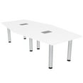 thumbnail image 1 of 8 Ft Hexagon Irregular Conference Table Silver Post Leg Power And Data, 1 of 7