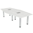 thumbnail image 1 of 8 Ft Hexagon Irregular Conference Table Silver Post Leg Power And Data, 1 of 7