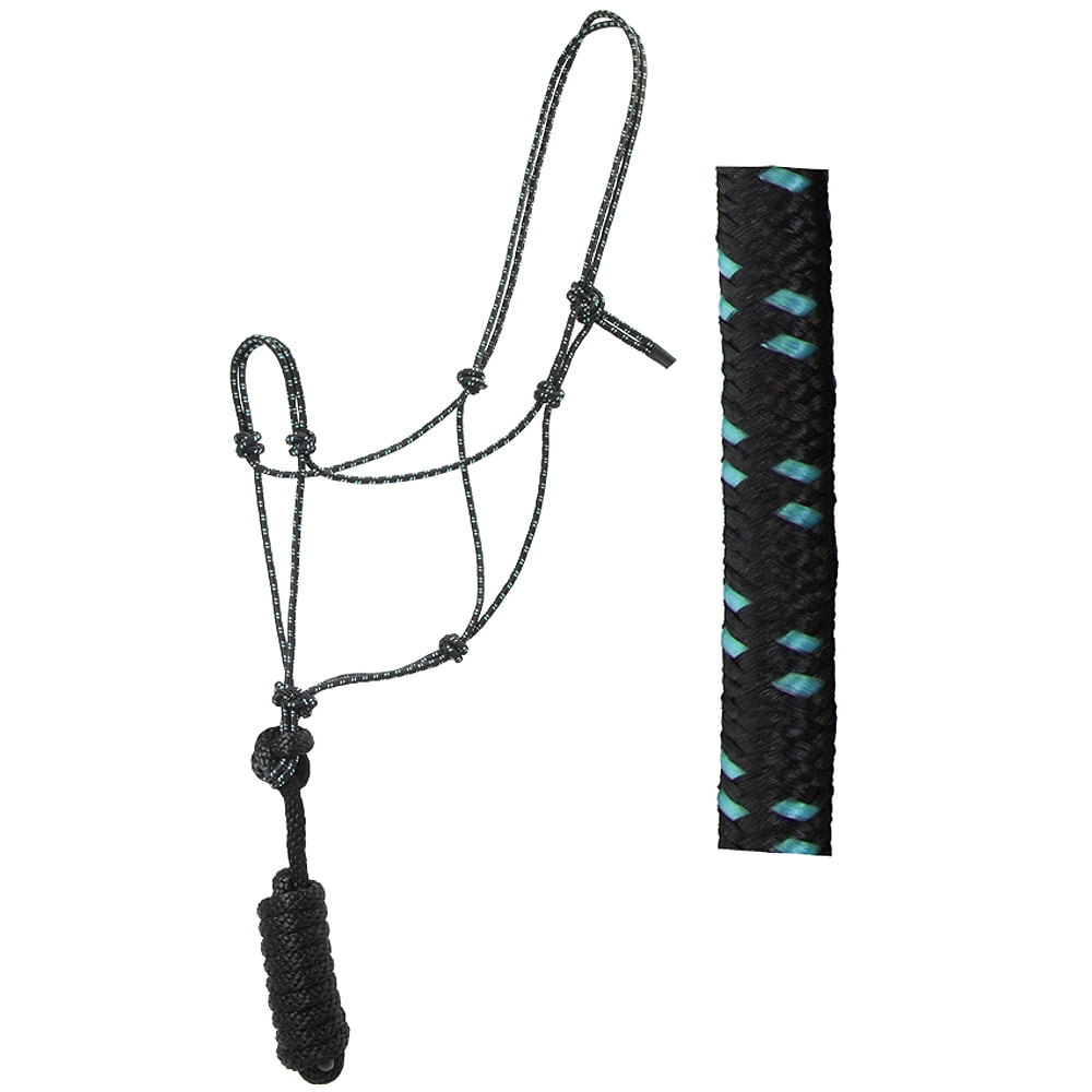 8 Ft Hilason Horse Halter Knotted Basic Poly Rope Lead Black Turquoise ...