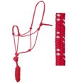 thumbnail image 1 of 8 Ft Hilason Horse Halter Knotted Basic Poly Rope With Lead Red, 1 of 2