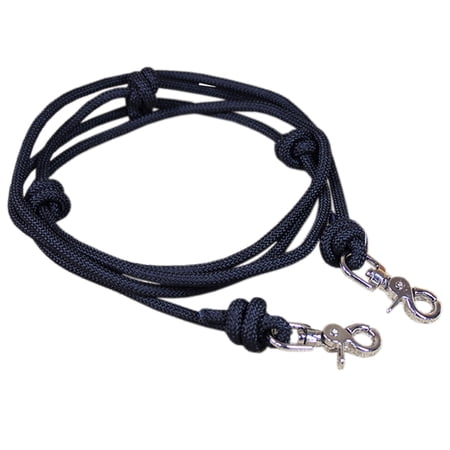 8 Ft Hilason Mountain Rope Knotted Barrel Horse Rein Round Trigger Snap Black