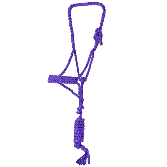 Hilason Braided Nylon Knotted Rope Horse Halter With 8 Ft. Lead Rope Heavy Duty Training Halter