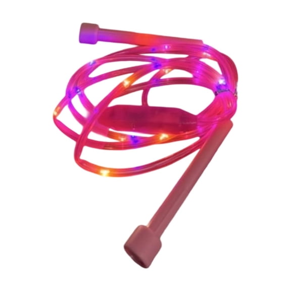8 Ft Luminous LED Jump Rope PVC Glow in the Dark Fitness Skipping Rope for Nighttime Exercise and Physical Training, Rose Red