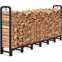 8 Ft Metal Firewood Rack, Adjustable Fire Wood Rack with 2 Lock Rings, Indoor Outdoor Log Holder, Heavy Duty Firewood Holder, Holds Up to 660 LB