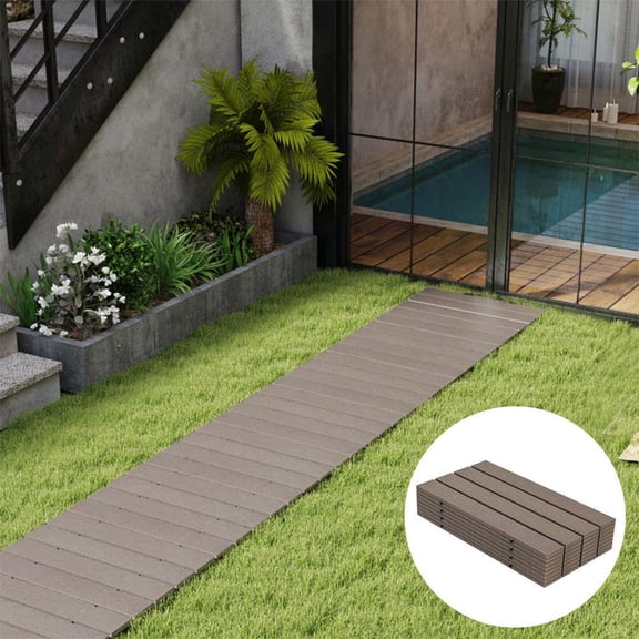 8 Ft Outdoor Garden Pathway Patio Roll Out Straight Walkway with Metal Wire Connection