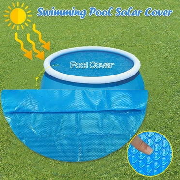 8 Ft Pool Cover with automatic drain above Ground Pool Cover, Easy installation Round Pool Cover Protector, Round Hot Tub Cover Ideal for hydrophilic and Dustproof Solar Pool Cover-Blue