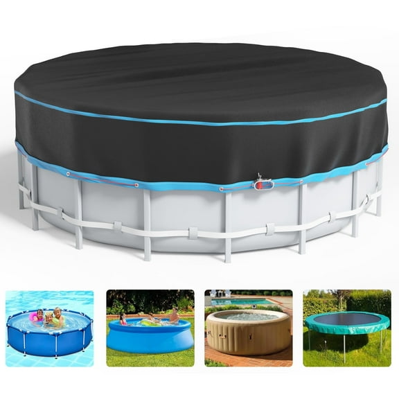 8 Ft Round Pool Cover, Solar Cover for Above Ground Pools, Heavy Duty Swimming Pool Cover Protector with Winch and Cable, Strong Tear Resistant Winter Pool Cover Ideal for Waterproof and Dustproof