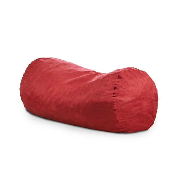 8 Ft Suede Cylindrical Bean Bag With Removable Covers And Foam Filled, Giant Bean Bag Chair Sofa for Bedroom, Living Room or Balcony, Armless Tufted Bean Bag Lounge Soft Comfy Chair, Red