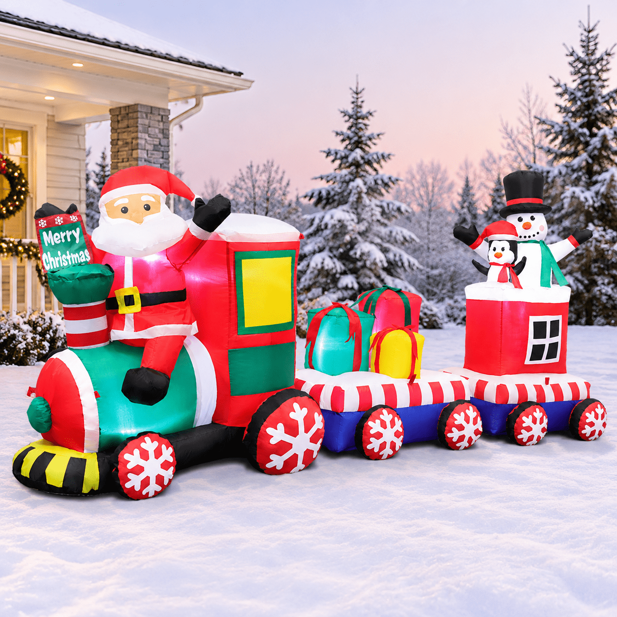 Santa Tree Snowman Inflatable 8 Ftmas Inflatable With Santa Snowman Gift Boxes - Walmart.com