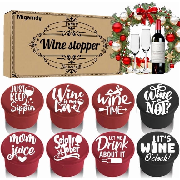 8 Funny Wine Stoppers - Wine Lover Gifts for Women, Wine Accessories for Wine Lovers, Fun Wine Stoppers Seals Bottle and Keeps Wine Fresh