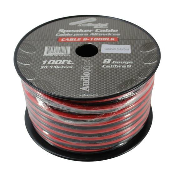 8 GA AWG Black/Red PVC Jacketed CCA Audiopipe Speaker Cable Lot (By The Foot)
