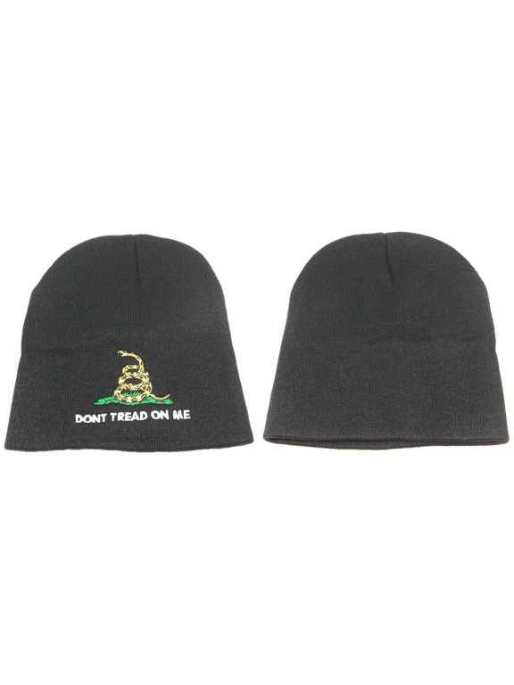8" Gadsden Don't Tread On Me Black Embroidered Beanie Skull Cap Hat WIN982 TOPW