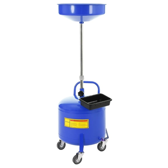 8 Gal Blue Waste Oil Drain Tank with Adjustable Funnel, Portable Air-Operated Drainer for Waste Oil, Fluid Transfer, Heavy-Duty, Rust-Proof, w/Wheels & Toolbox