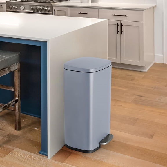 8 Gal Kitchen Trash Can, 30L Recycling or Garbage Bin, Brushed Stainless Steel Waste Basket, Soft&Quiet Close Dustbin, with Step-On Pedal, Removable Inner Bucket, for Home, Office