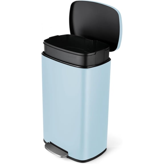 8 Gal Kitchen Trash Can, 30L Recycling or Garbage Bin, Brushed Stainless Steel Waste Basket, Soft&Quiet Close Dustbin, with Step-On Pedal, Removable Inner Bucket, for Home, Office, Living Room