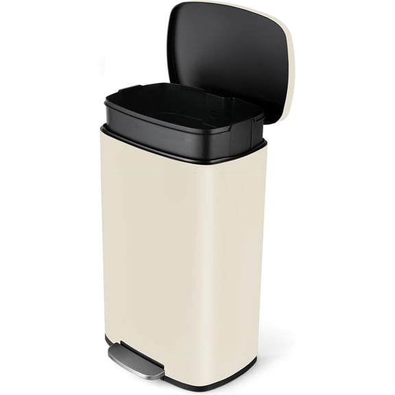 8 Gal Kitchen Trash Can, 30L Recycling or Garbage Bin, Brushed Stainless Steel Waste Basket, Soft&Quiet Close Dustbin, with Step-On Pedal, Removable Inner Bucket