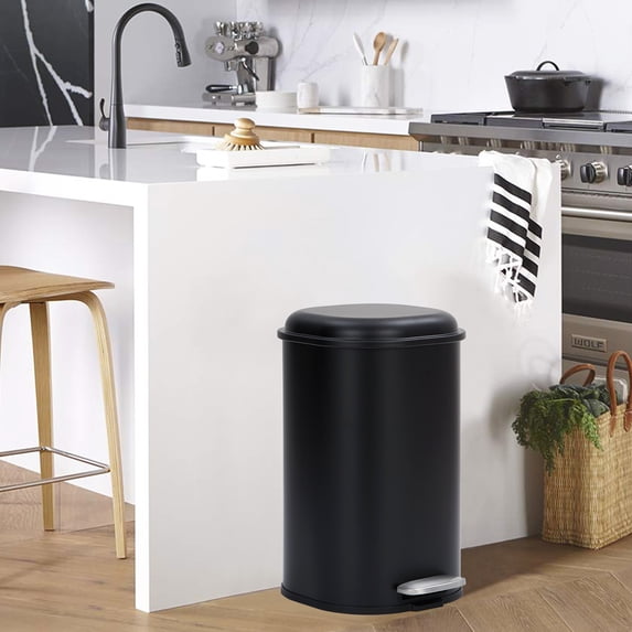 8 Gal Kitchen Trash Can,Recycling or Garbage Bin with Soft&Quiet Close,Step-On Pedal Stainless Steel Trash Can for Home, Kitchen, Laundry Room, Office, Bedroom, Bathroom, Without Inner Bucket