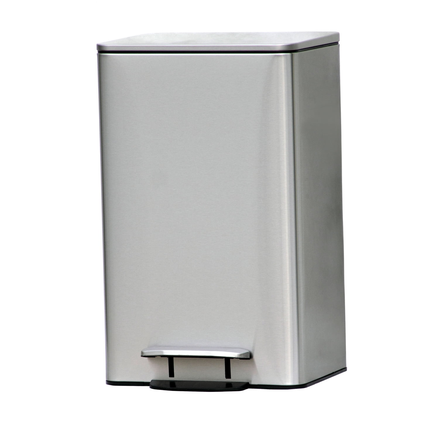8 Gallon Brushed Stainless Steel Rectangular Step Trash Can