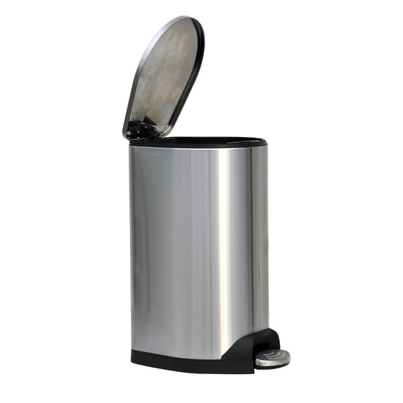 8 Gallon / 30 Liter Brushed Stainless Steel Silver Color Step on Trash Can