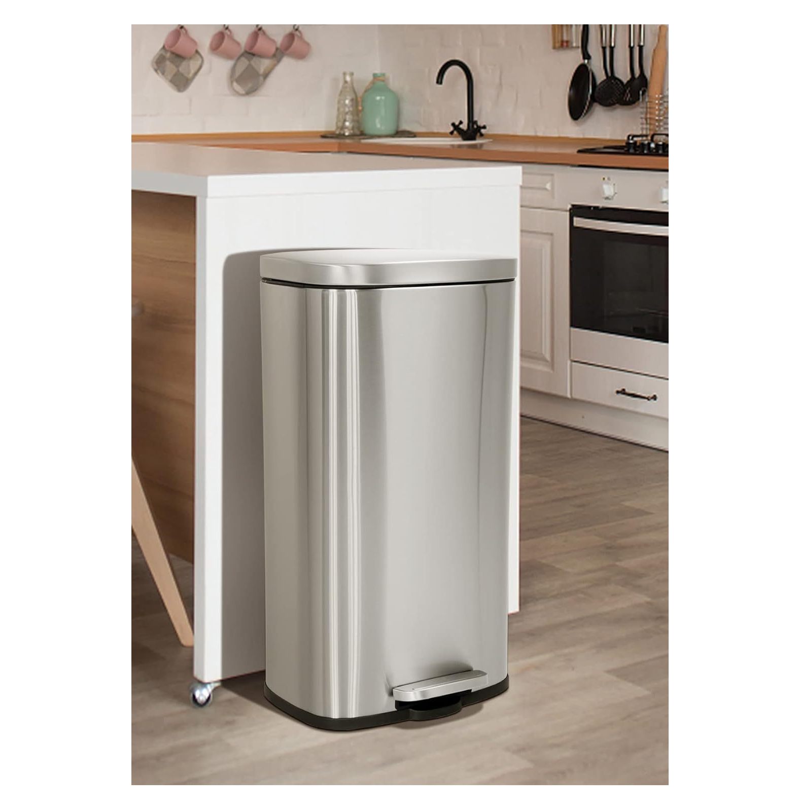 8 Gallon 30L Kitchen Trash Can with Lid Step Trash Can, Kitchen Garbage