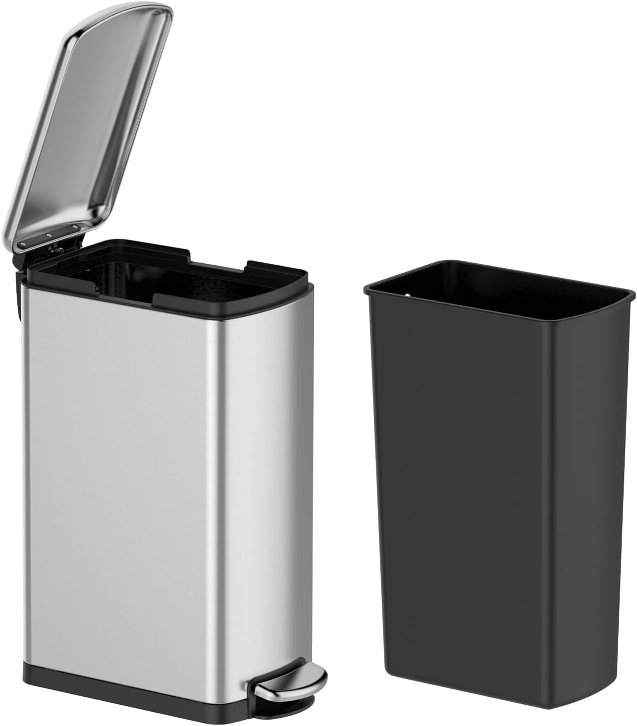 8 Gallon (30L) Slim Kitchen Trash Can, Stainless Steel Garbage Can with ...