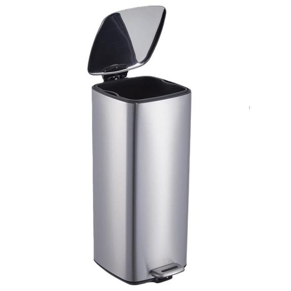 8 Gallon/30L Stainless Steel Step Trash Can, Soft Close Lid, Fingerprint Resistant, Removable Inner Bucket, Kitchen Garbage Bin, Silver
