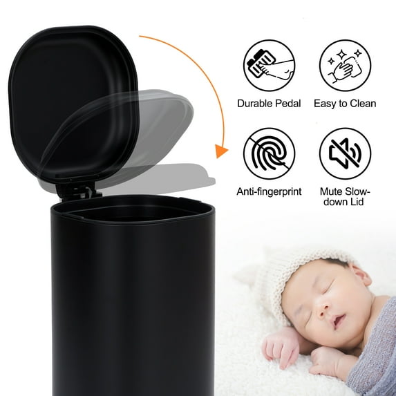 8 Gallon/30L Trash Can for Kitchen, Fingerprint Proof Stainless Steel Garbage Can with Soft-Close Lid, Rectangular Step Recycle Waste Bin