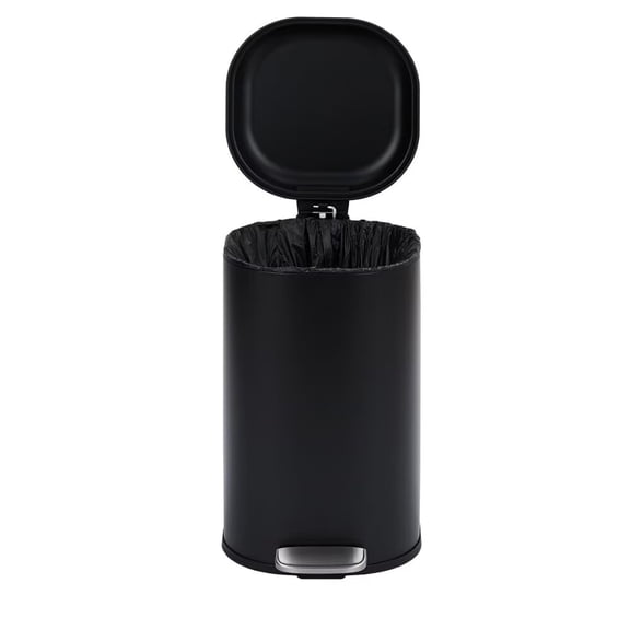 8 Gallon Bathroom Step Trash Can 30-Liter Square Foot Pedal Garbage Can with Soft-Close Lid for Kitchen Without Inner Bucket-Black